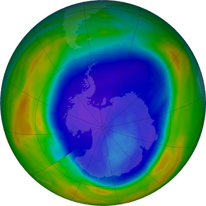 Antarctic ozone map for 09 September 2023